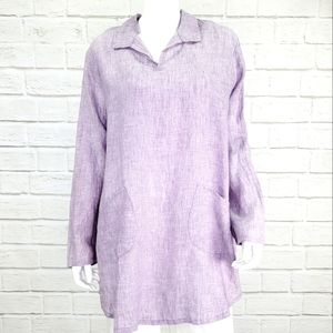 Chalet Linen 2 Pocket Tunic Lilac Size:XL